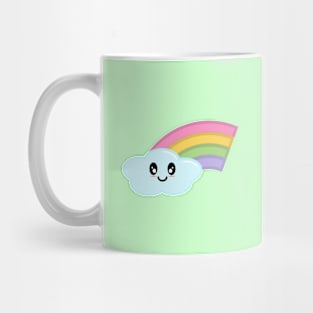 Kawaii Cute Happy Rainbow in Green Mug